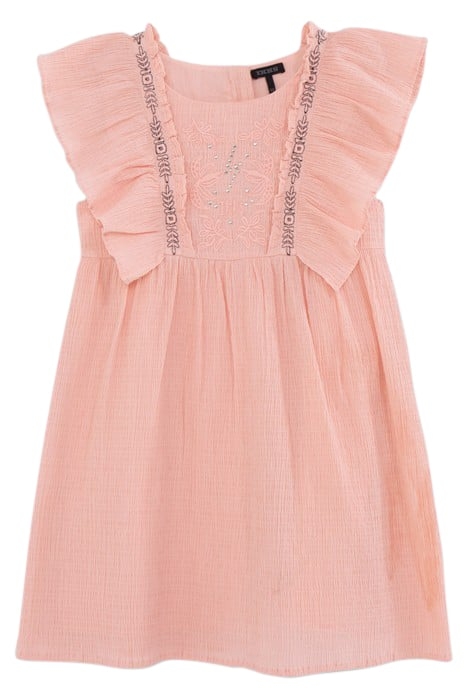 GIRLS’ PEACH WAFFLE FABRIC DRESS WITH EMBROIDERY 1
