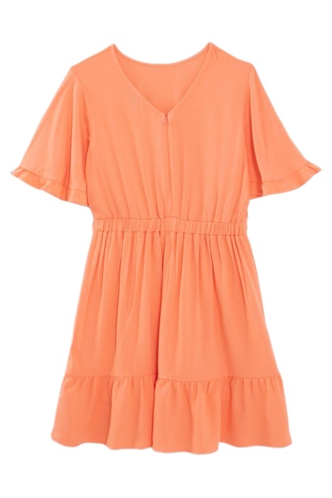 GIRLS’ ORANGE DRESS WITH WIDE RUFFLED SLEEVES 1