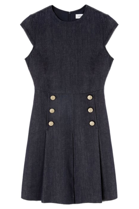 SHORT DENIM DRESS WITH BUTTON FEATURE BLUE 1