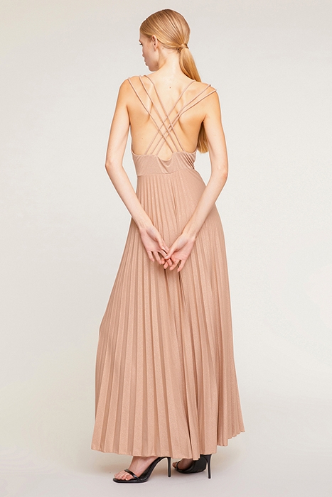 LONG ELEGANT LUREX DRESS NATURAL 2