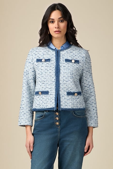 TWEED AND DENIM BOXY JACKET BLUE 1