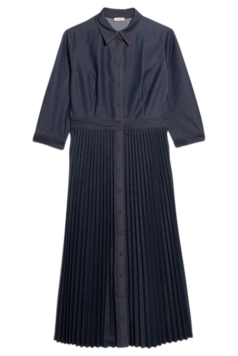 DENIM DRESS WITH PLEATED SKIRT BLUE 3