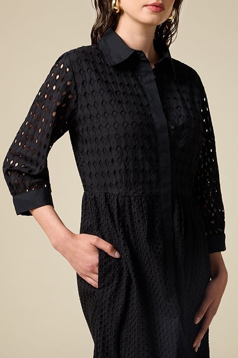 LONG BRODERIE ANGLAISE CHEMISIER DRESS BLACK 5