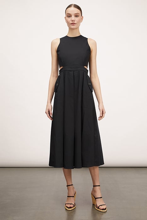 MIDI DRESS WITH CUT-OUT ON THE SIDES BLACK 1