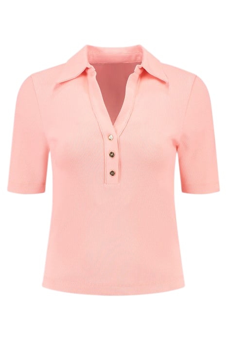 RIB BUTTON T-SHIRT BLOSSOM PINK 1