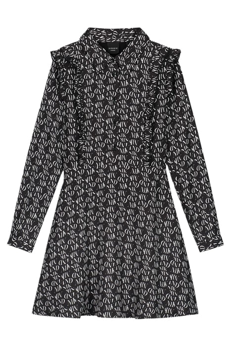 CHARLEY DRESS BLACK/ WHITE TEXT 1