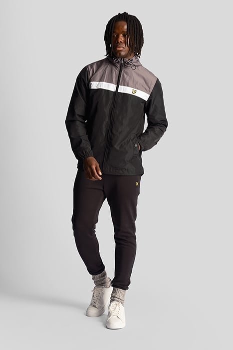 COLOUR BLOCK ZIP THROUGH HOODED JACKET JET BLACK 3