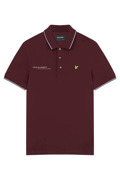 CO-ORDINATE PRINT TIPPED POLO SHIRT BURGUNDY/ MID GREY MARL 4
