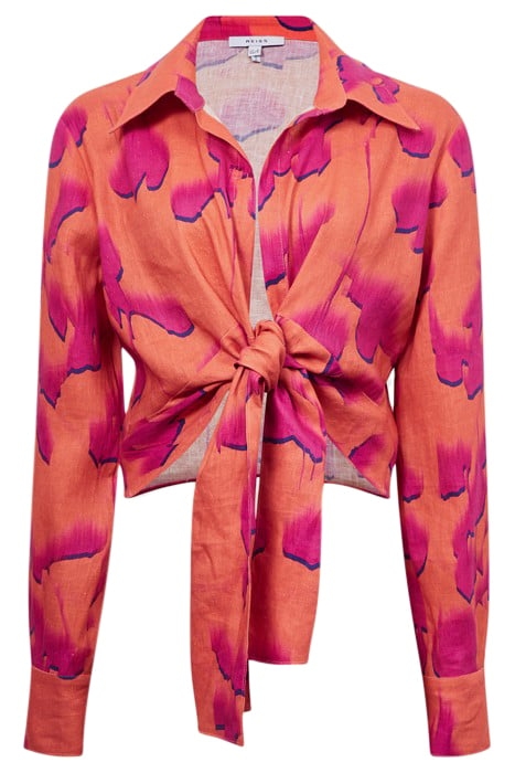 CORRINE-TIE FRONT FLORAL PINK/ORANGE 4