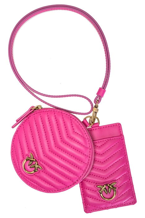 NECKLACE MINI BAG CHEVRON FUCHSIA-ANTIQUE GOLD 1