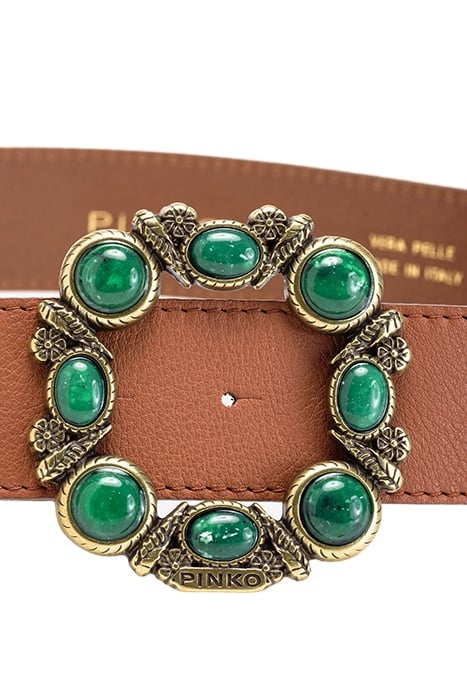 VIOLETTE CINTURA PELLE VITELLO COGNAC-ANTIQUE GOLD 2