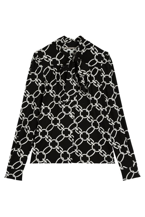 BLOUSE CHAIN BOW BLACK/ECRU 3